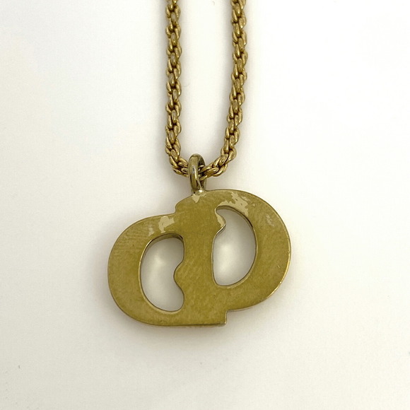 Christian Dior Logo Necklace CD GP Gold - Picture 2 of 4